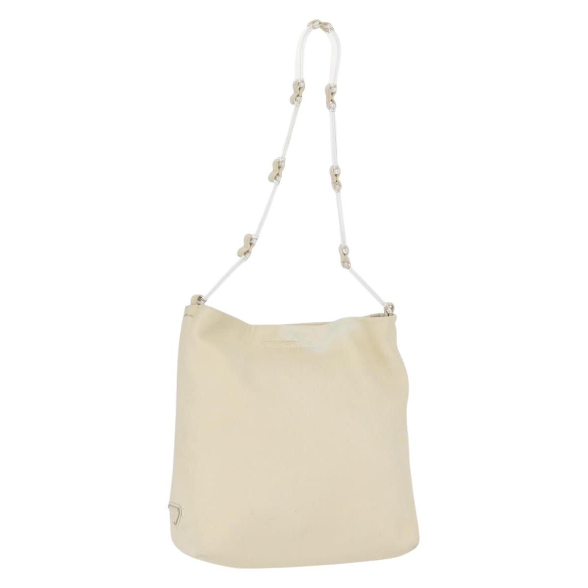 PRADA Shoulder Bag Leather plastic Ivory Clear