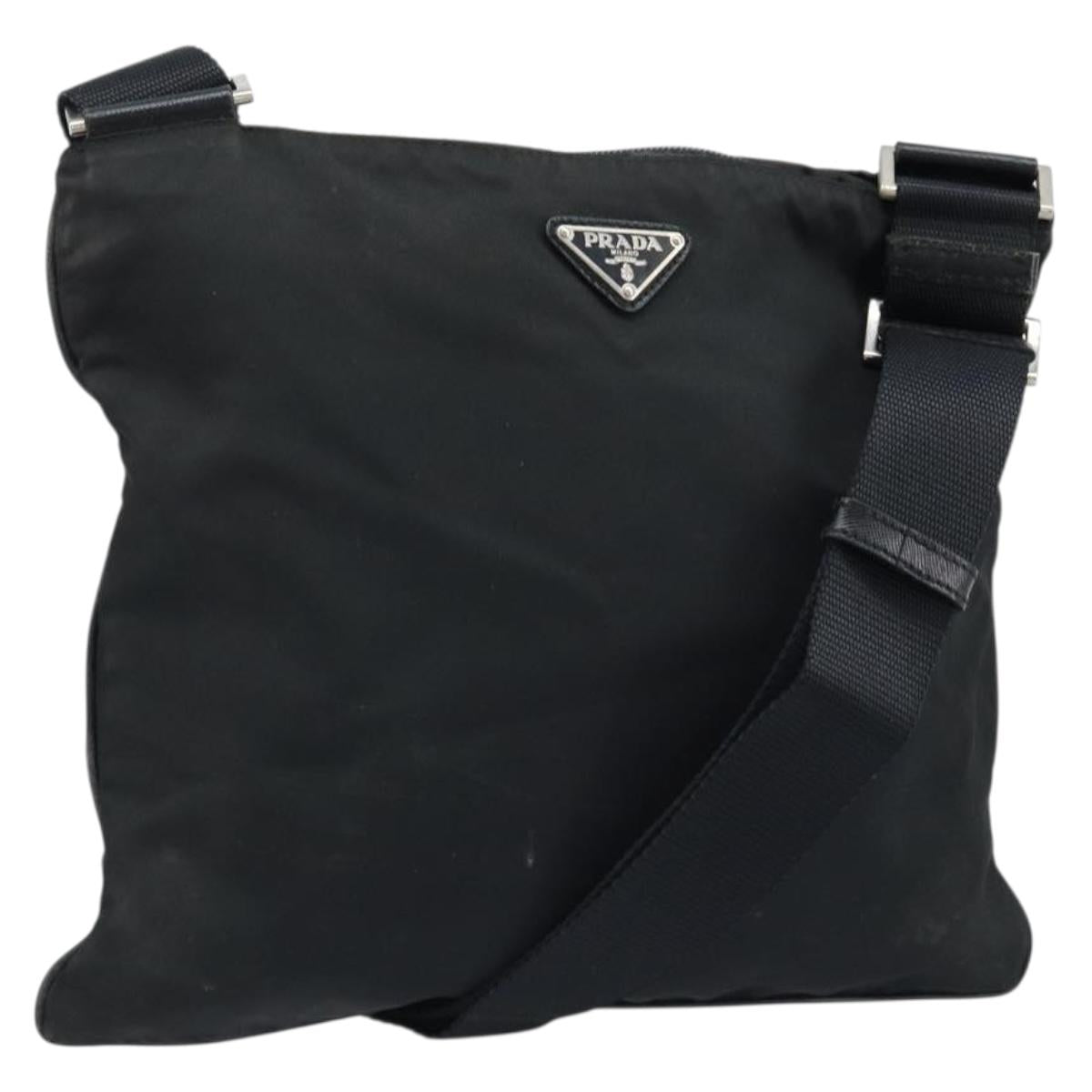 PRADA Shoulder Bag Nylon Black Silver