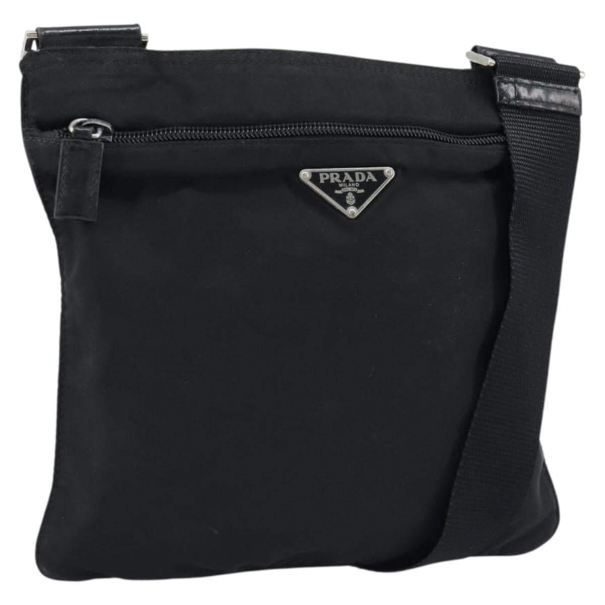 PRADA Shoulder Bag Nylon Black Silver