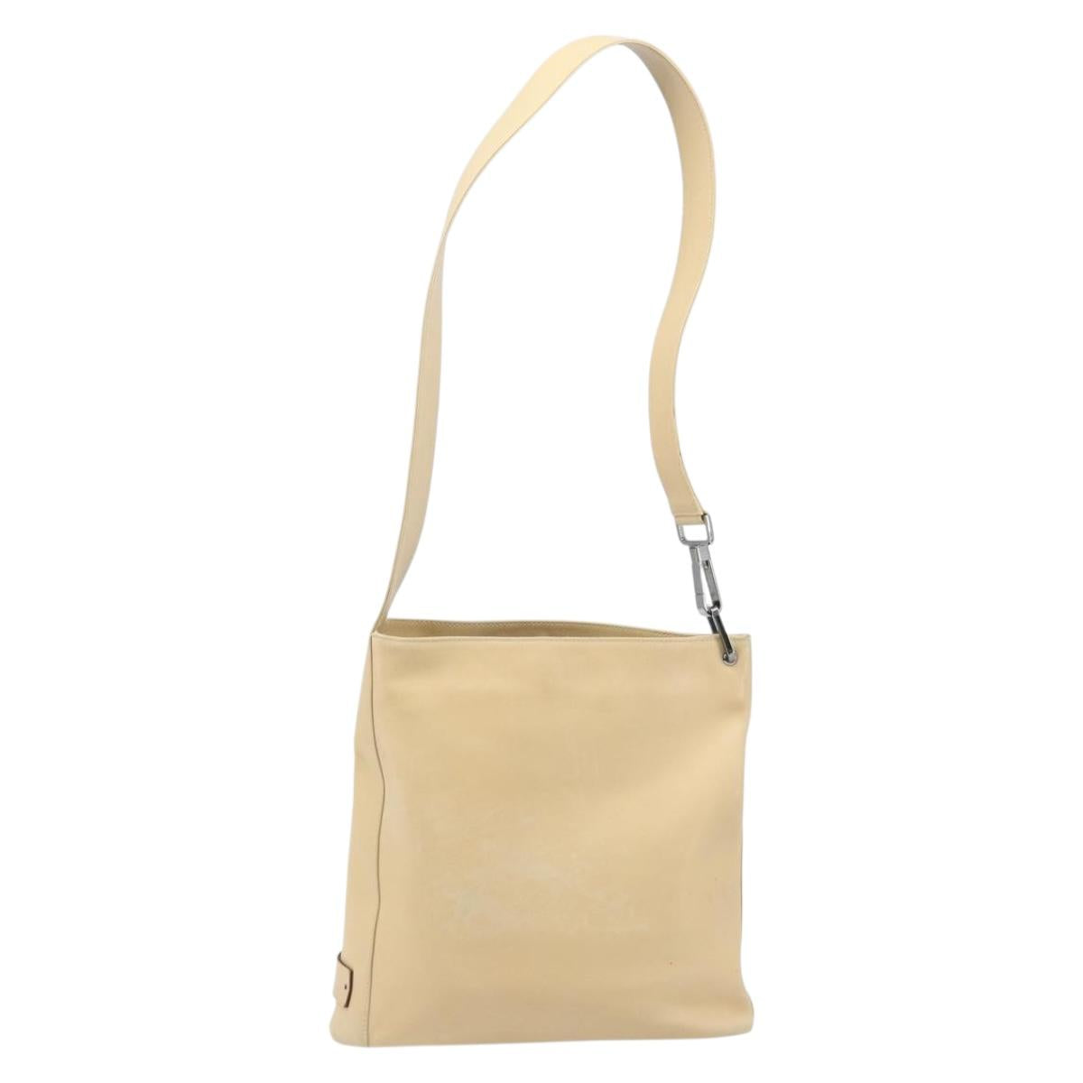 GUCCI Shoulder Bag Leather Beige Silver 91761