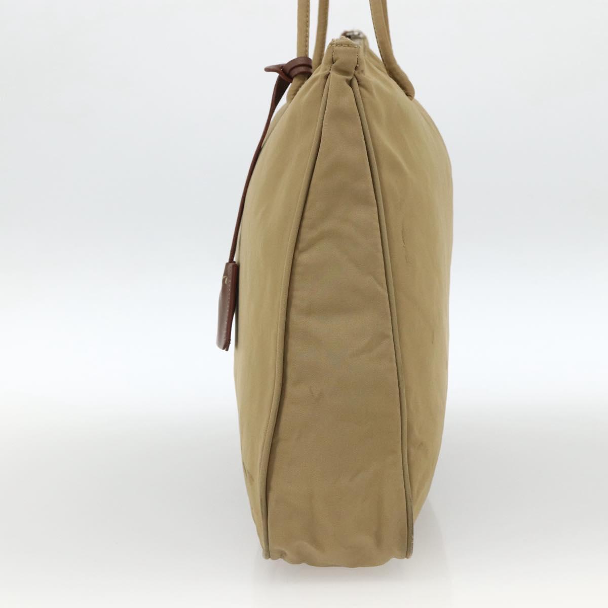 PRADA Tote Bag Nylon Beige Silver