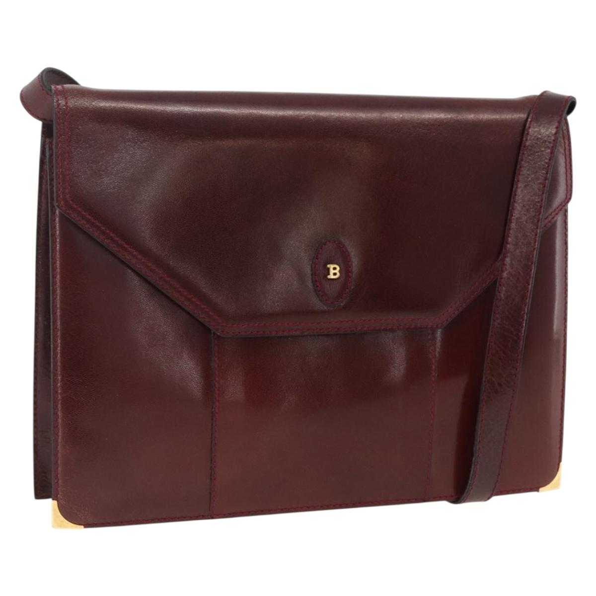 BALLY Shoulder Bag Leather Bordeaux Gold