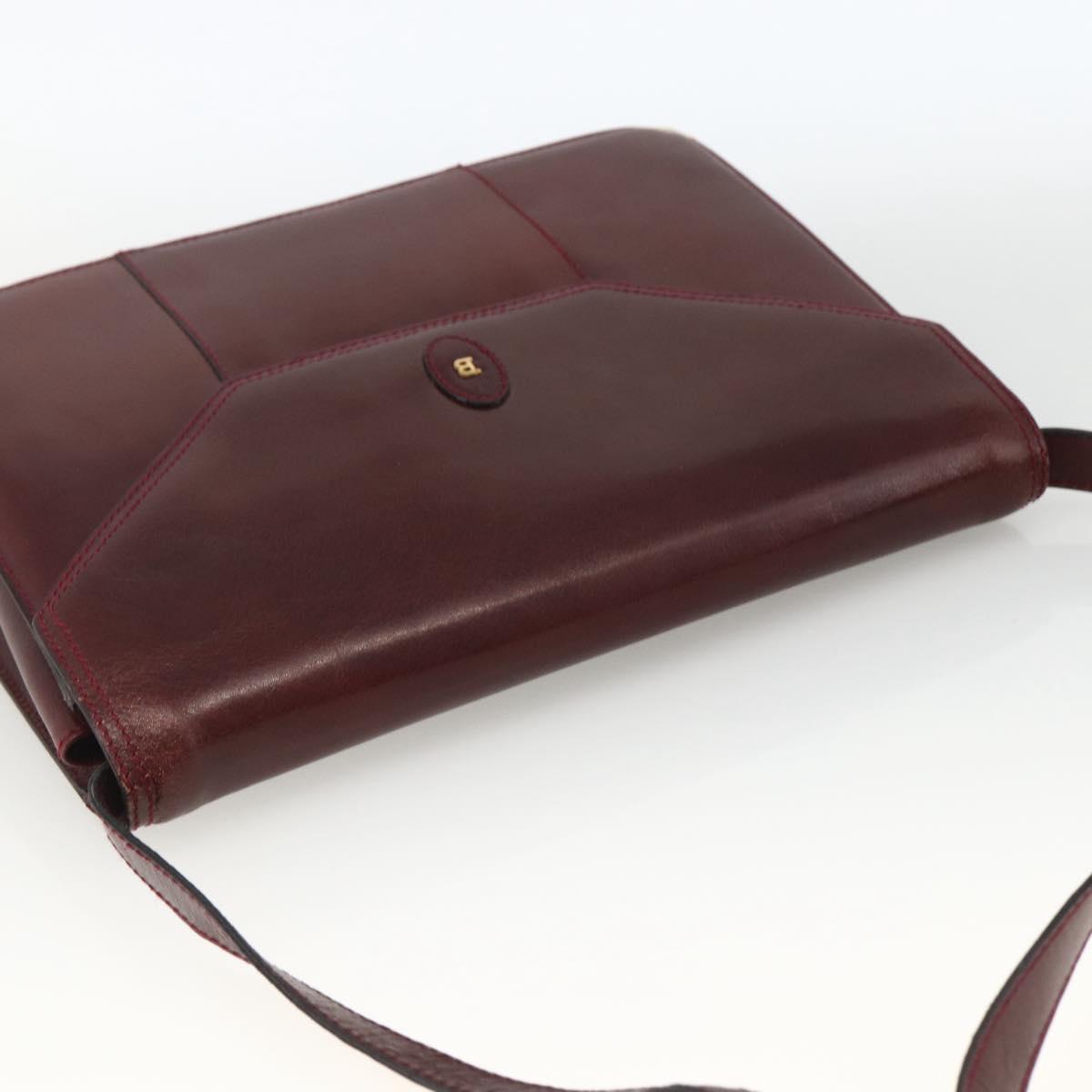 BALLY Shoulder Bag Leather Bordeaux Gold