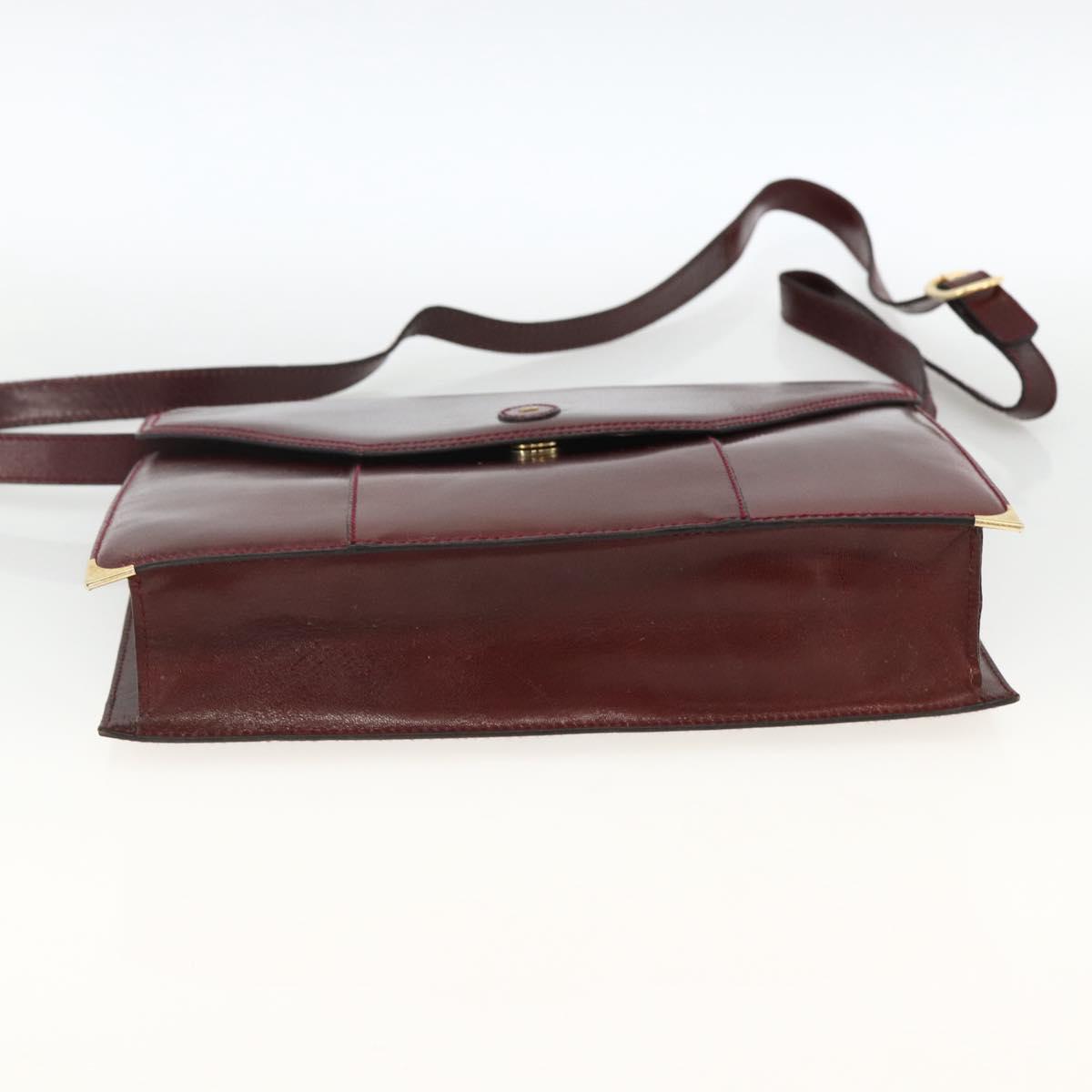 BALLY Shoulder Bag Leather Bordeaux Gold