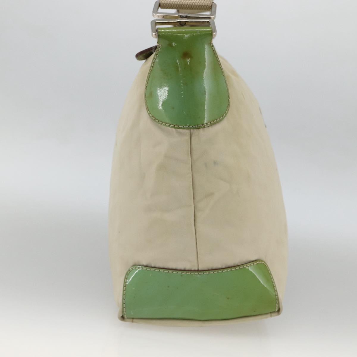 PRADA Shoulder Bag Nylon Beige Green Silver