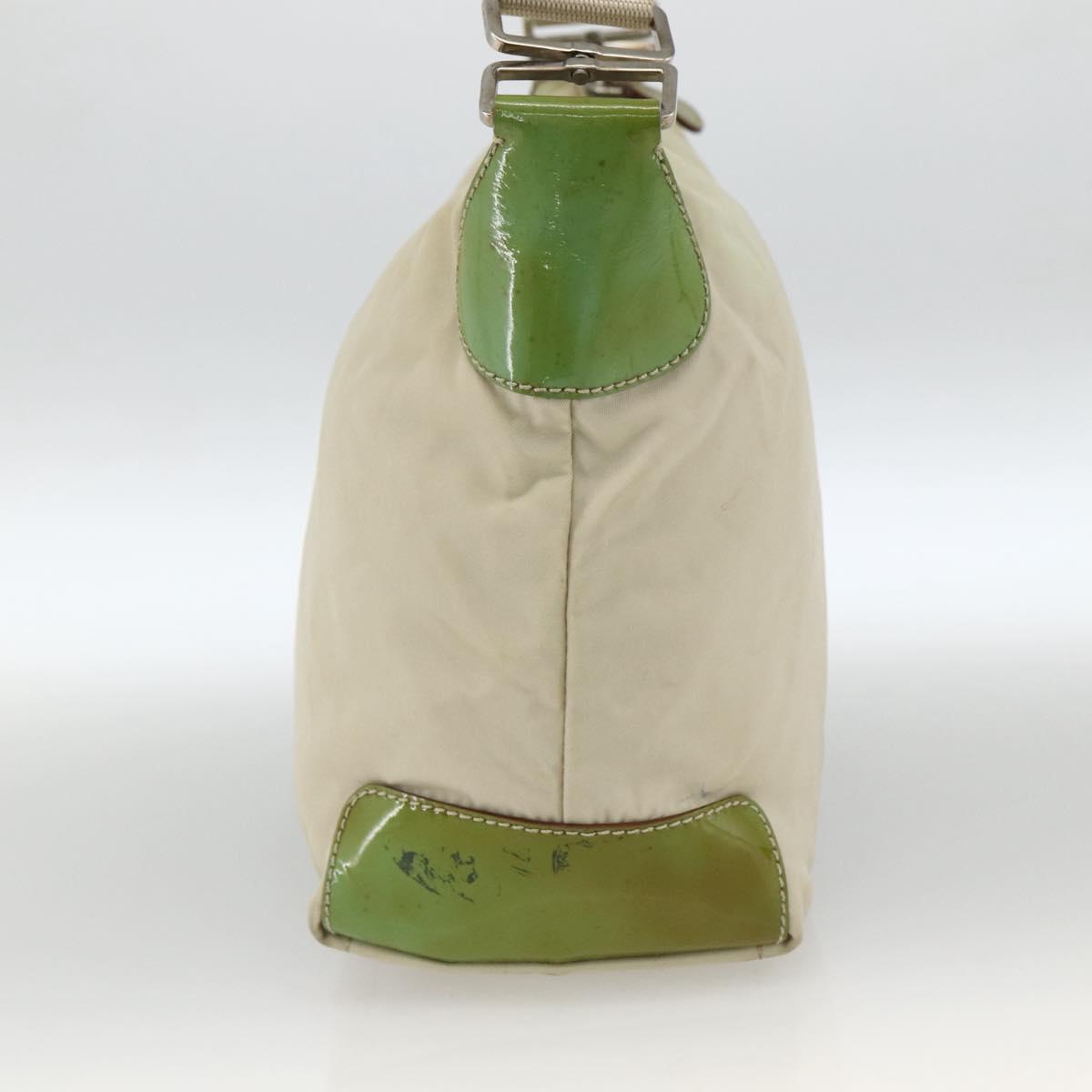 PRADA Shoulder Bag Nylon Beige Green Silver