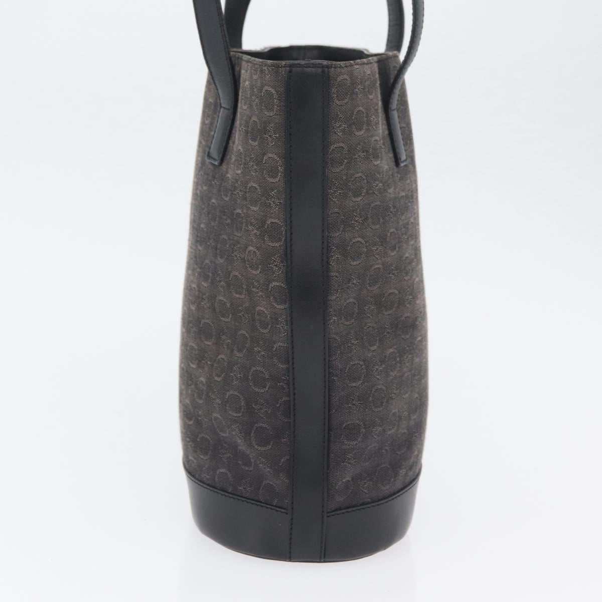 CELINE C Macadam Canvas Tote Bag Black Silver