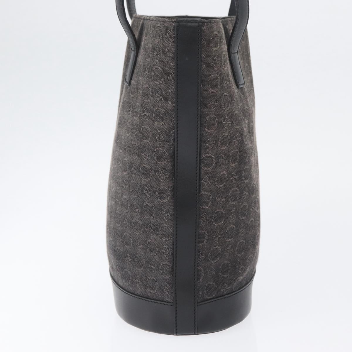 CELINE C Macadam Canvas Tote Bag Black Silver