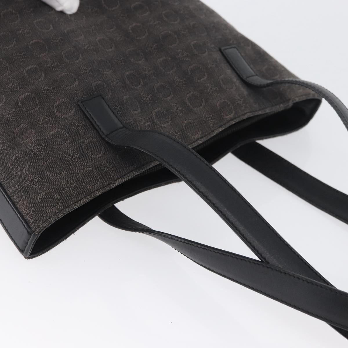 CELINE C Macadam Canvas Tote Bag Black Silver