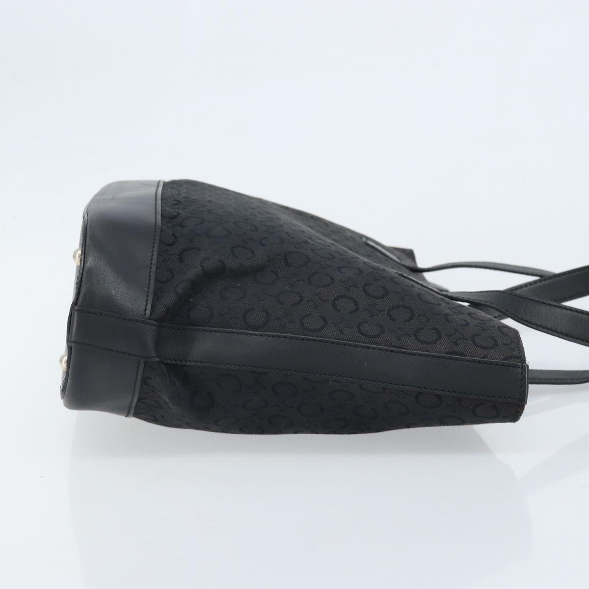 CELINE C Macadam Canvas Tote Bag Black Silver
