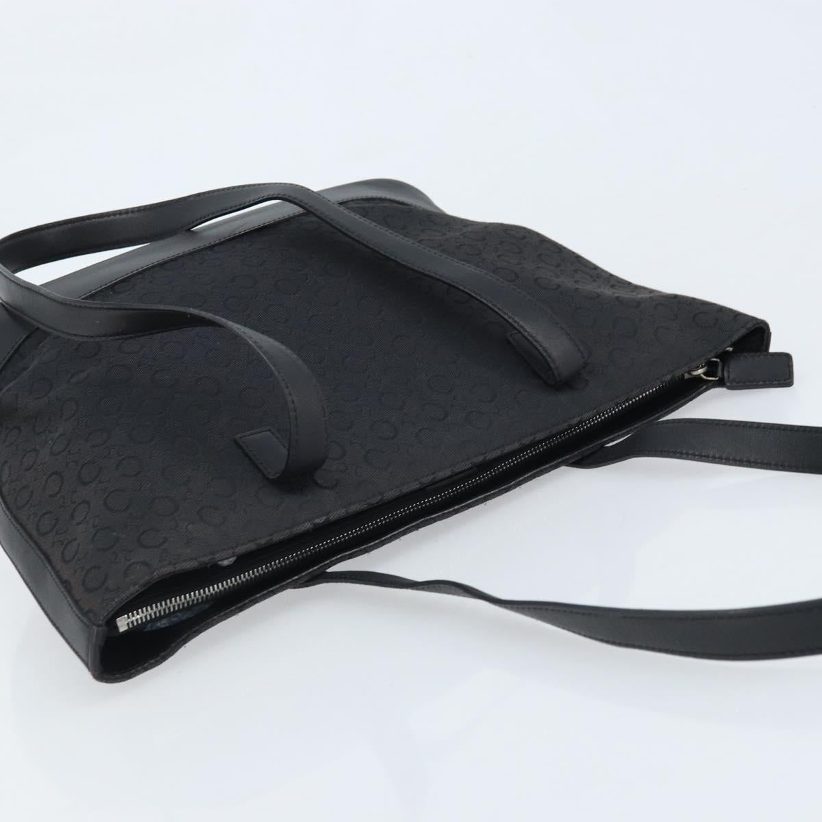 CELINE C Macadam Canvas Tote Bag Black Silver