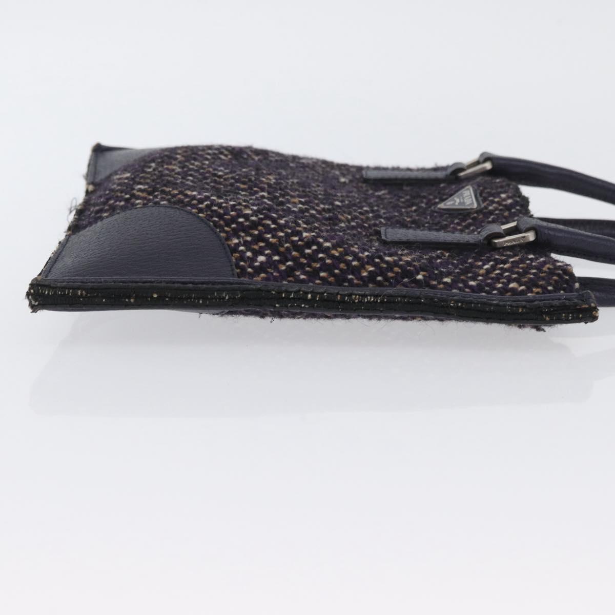 PRADA Hand Bag Cotton Leather Purple Silver