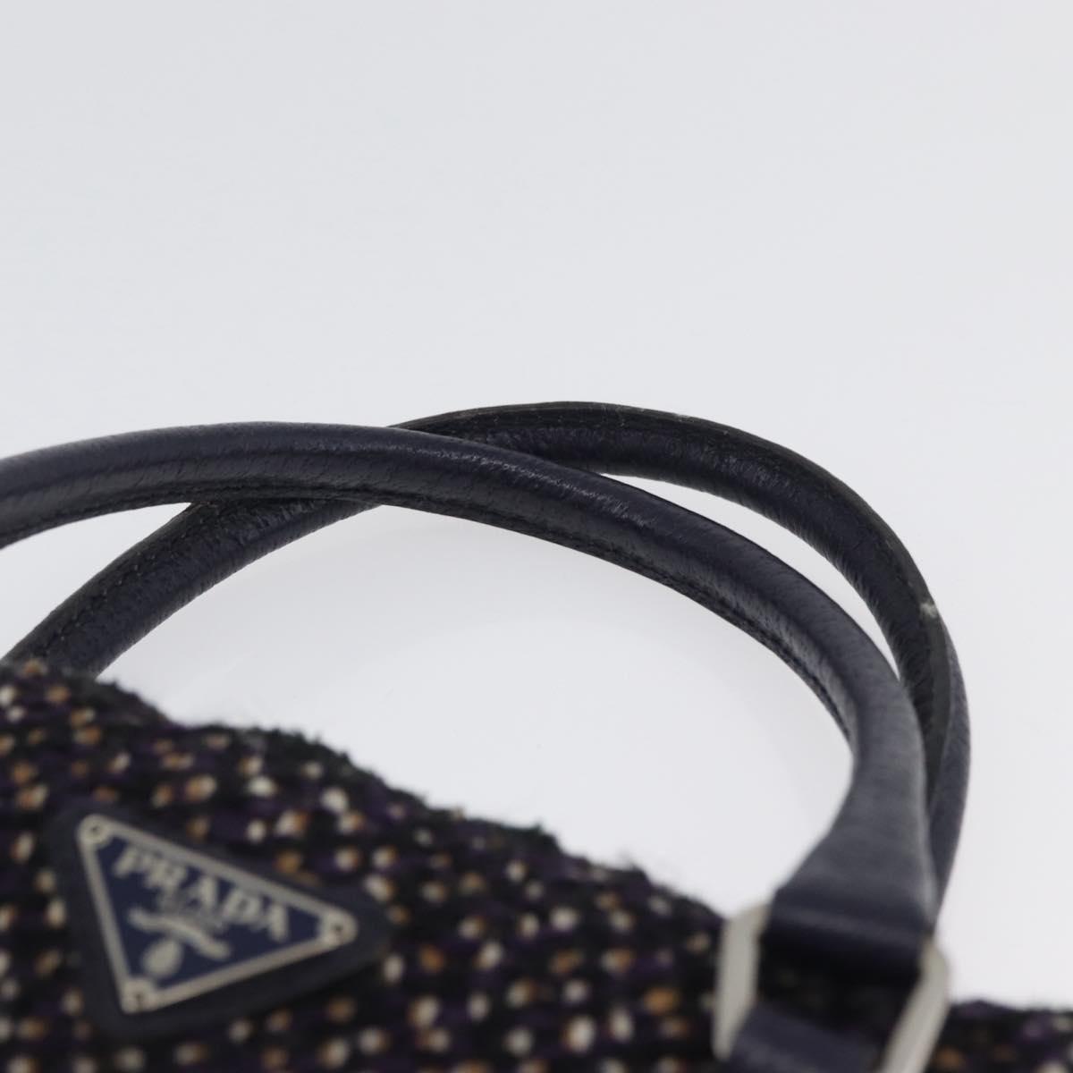 PRADA Hand Bag Cotton Leather Purple Silver