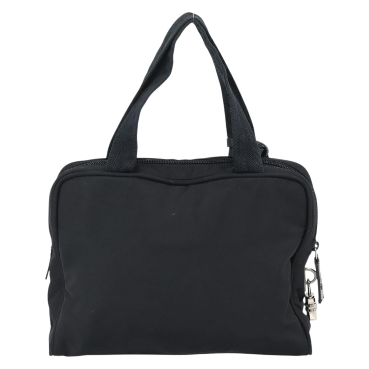 PRADA Hand Bag Nylon Black Silver