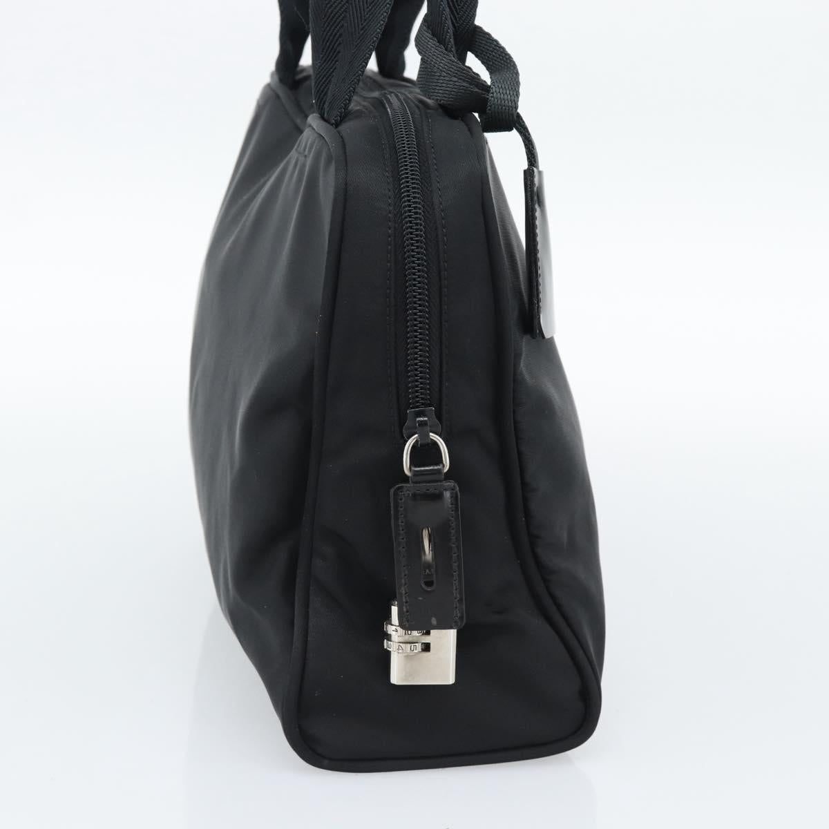 PRADA Hand Bag Nylon Black Silver