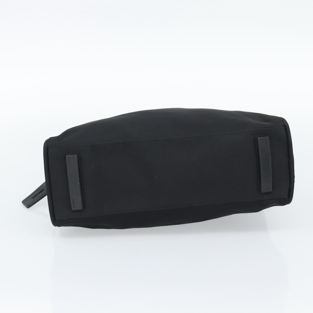 PRADA Hand Bag Nylon Black Silver