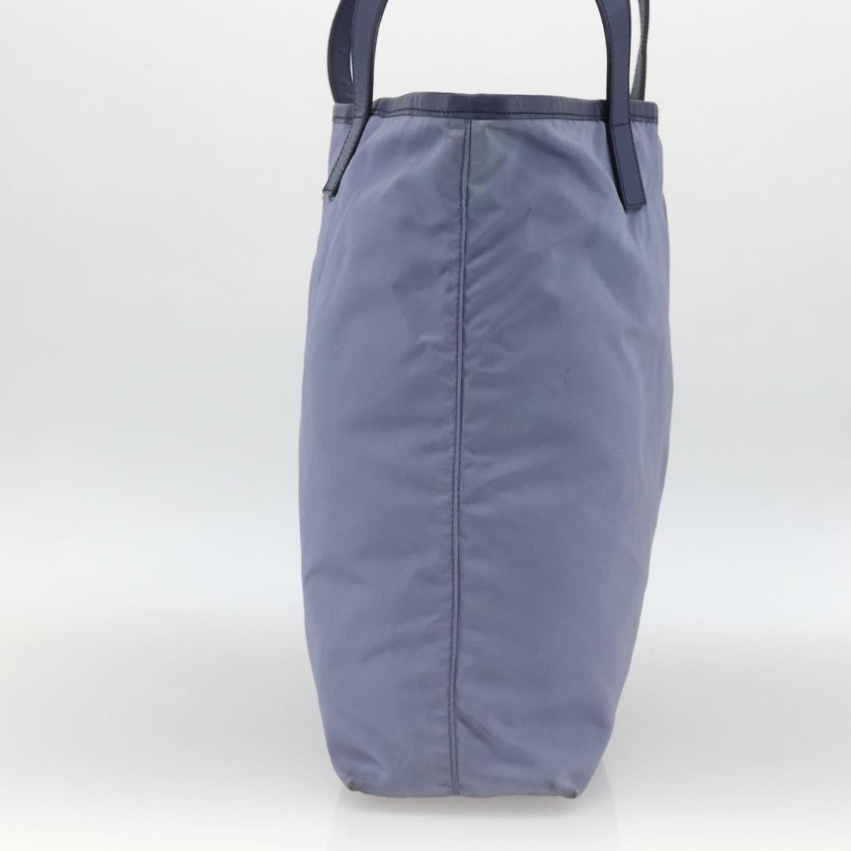 PRADA Tote Bag Nylon Leather Light Blue Silver