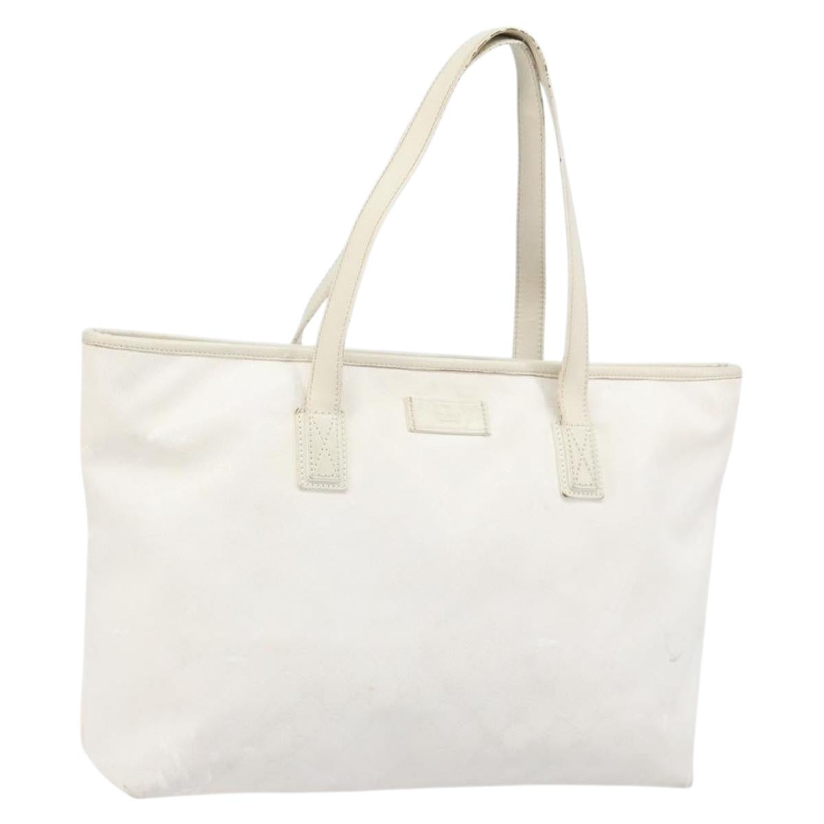 GUCCI GG Implementation Tote Bag PVC White Silver 211137