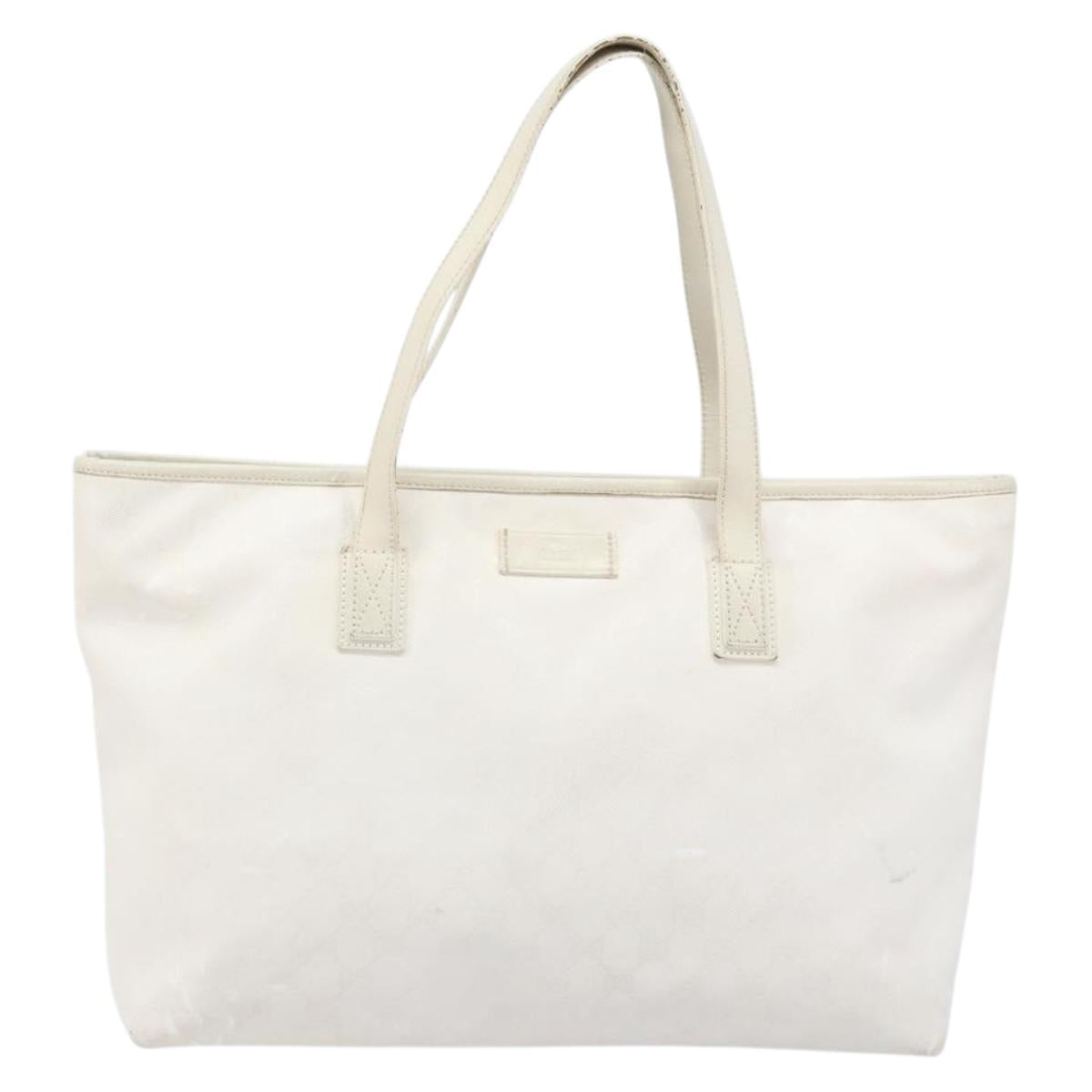 GUCCI GG Implementation Tote Bag PVC White Silver 211137