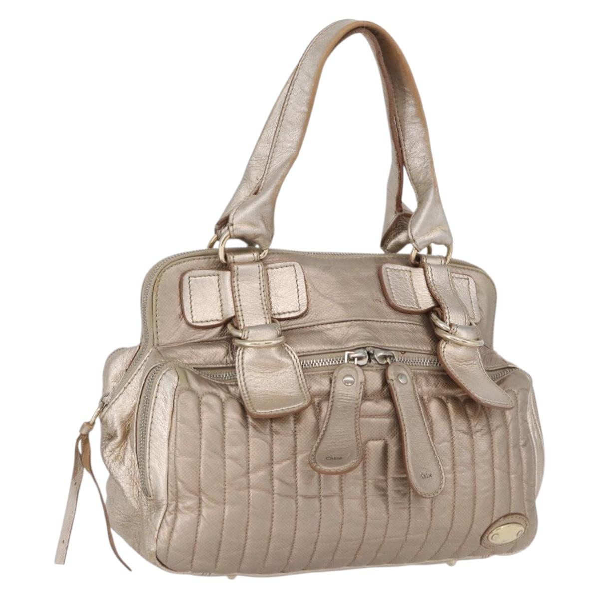 Chloe Hand Bag Leather Beige Gold