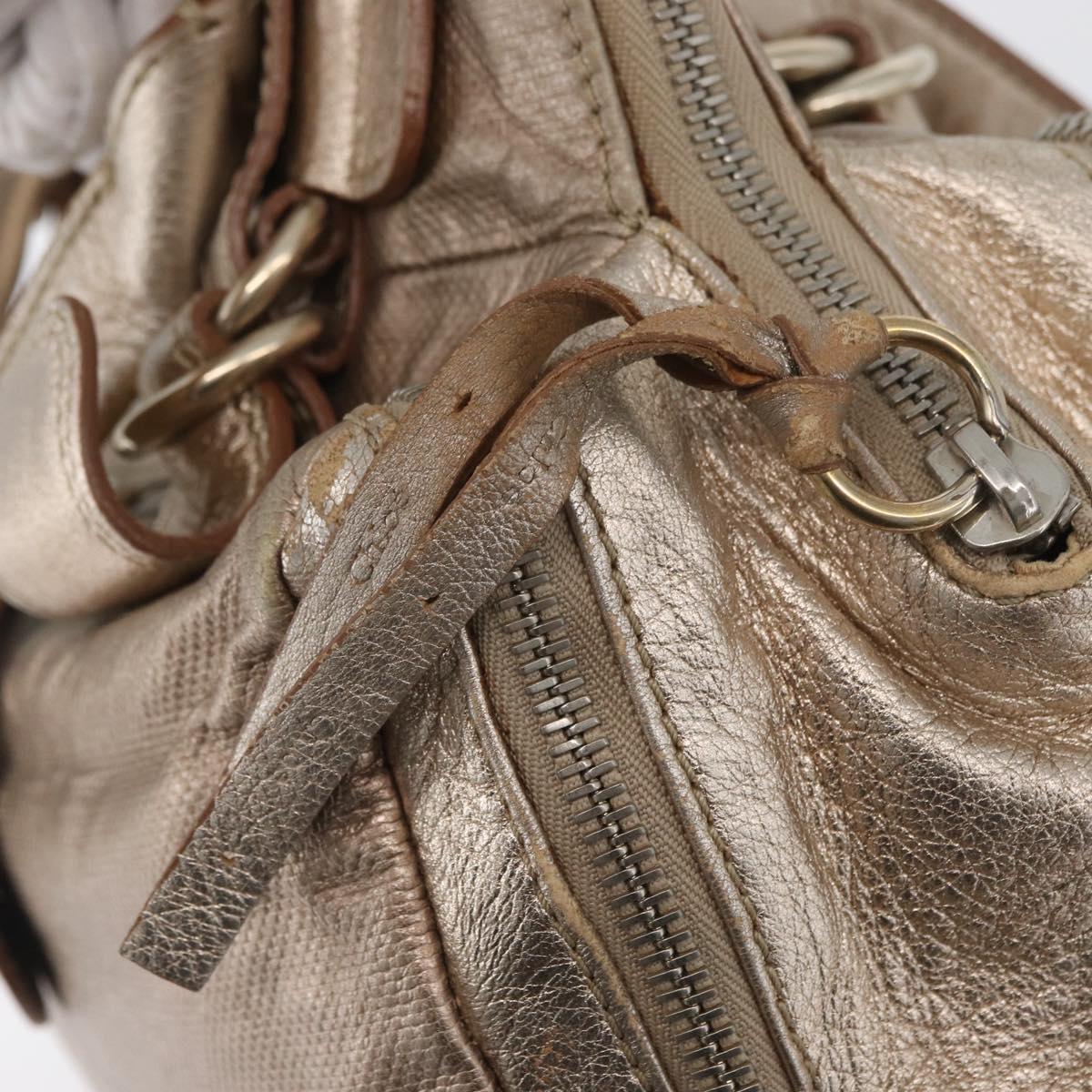 Chloe Hand Bag Leather Beige Gold