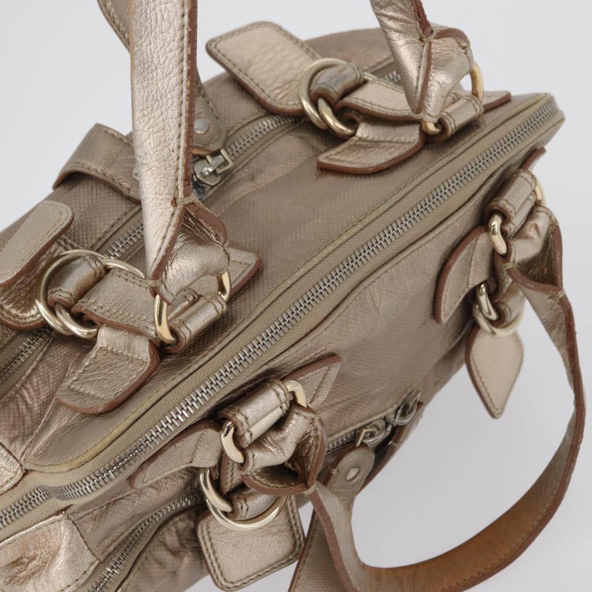 Chloe Hand Bag Leather Beige Gold