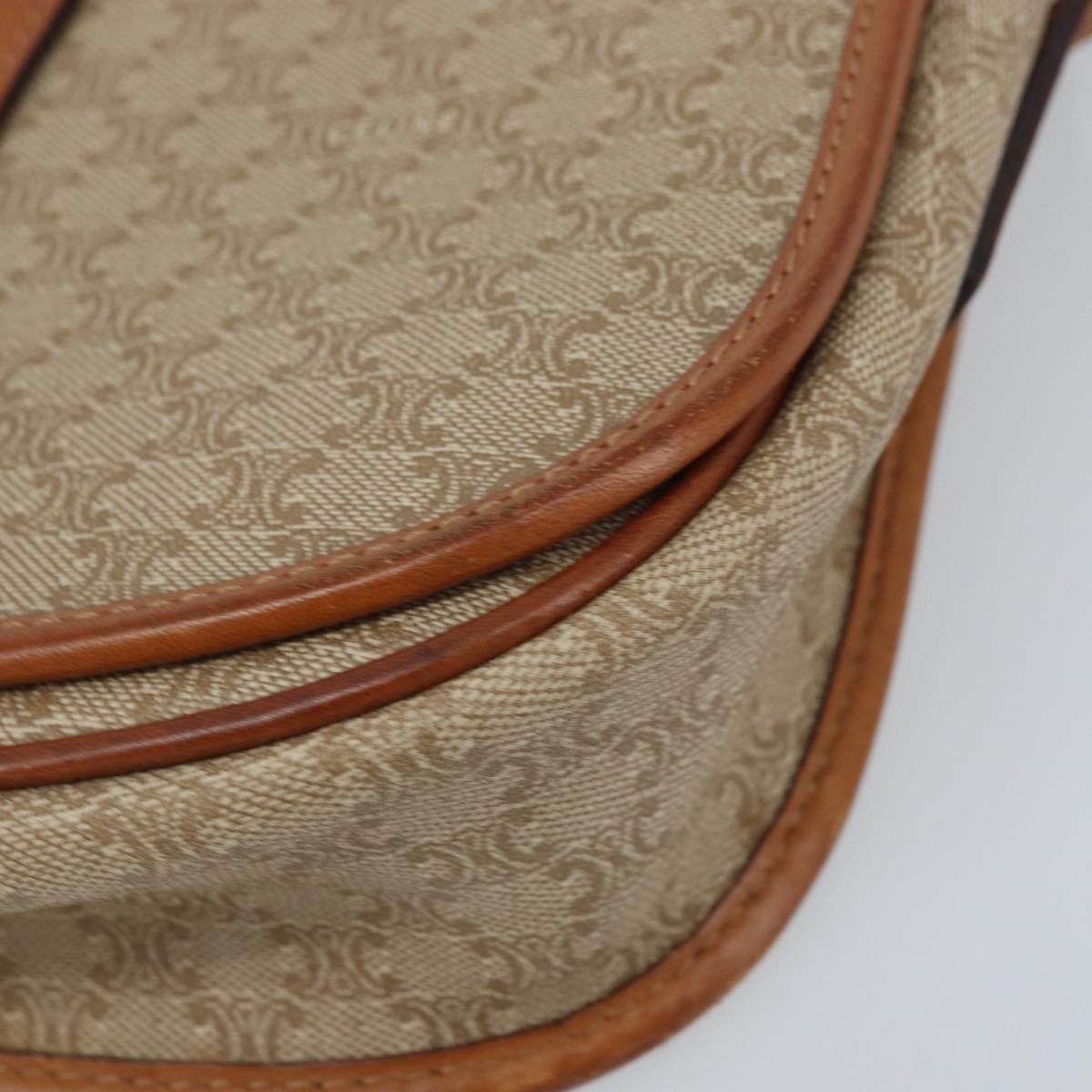 CELINE Macadam Canvas Shoulder Bag PVC Beige Gold