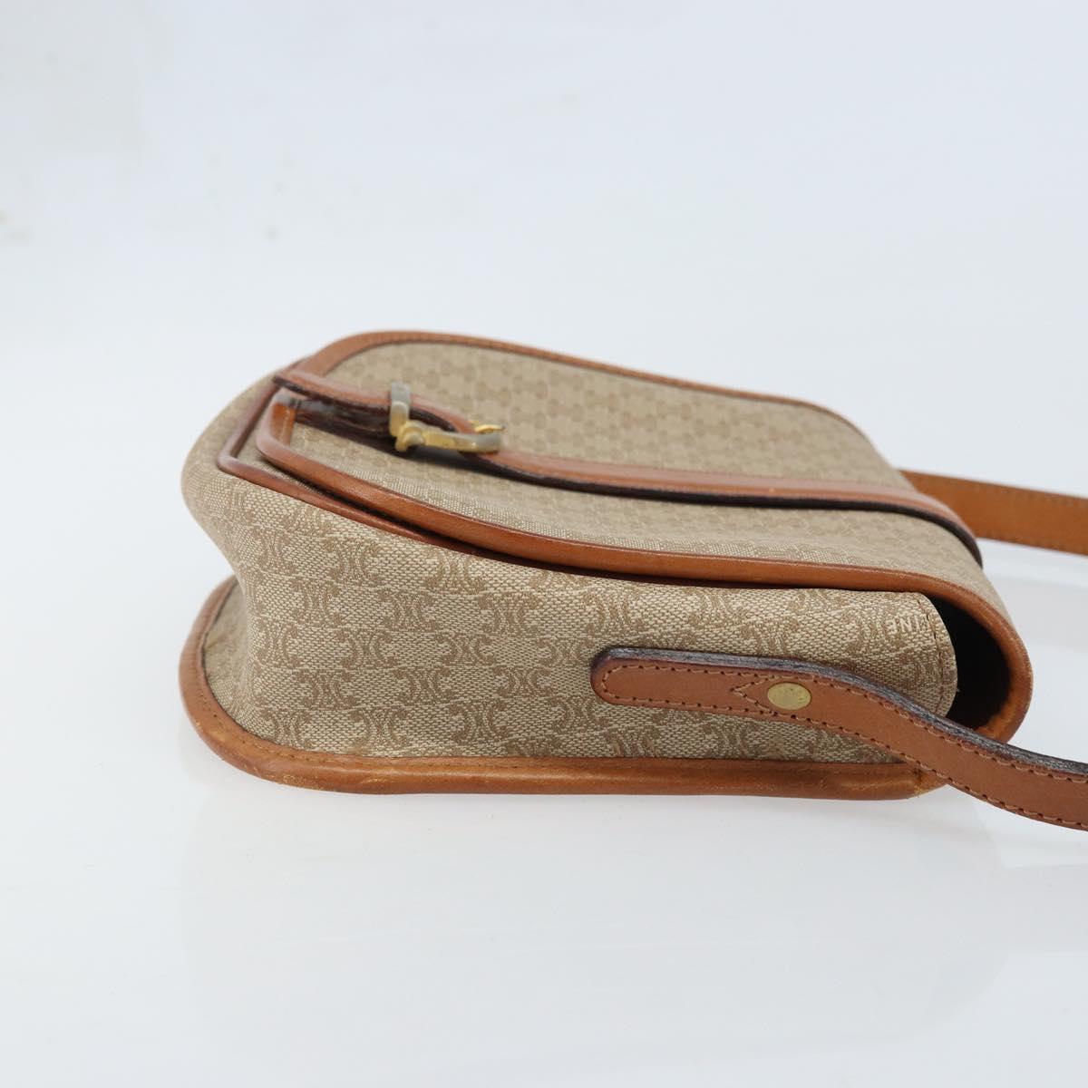 CELINE Macadam Canvas Shoulder Bag PVC Beige Gold