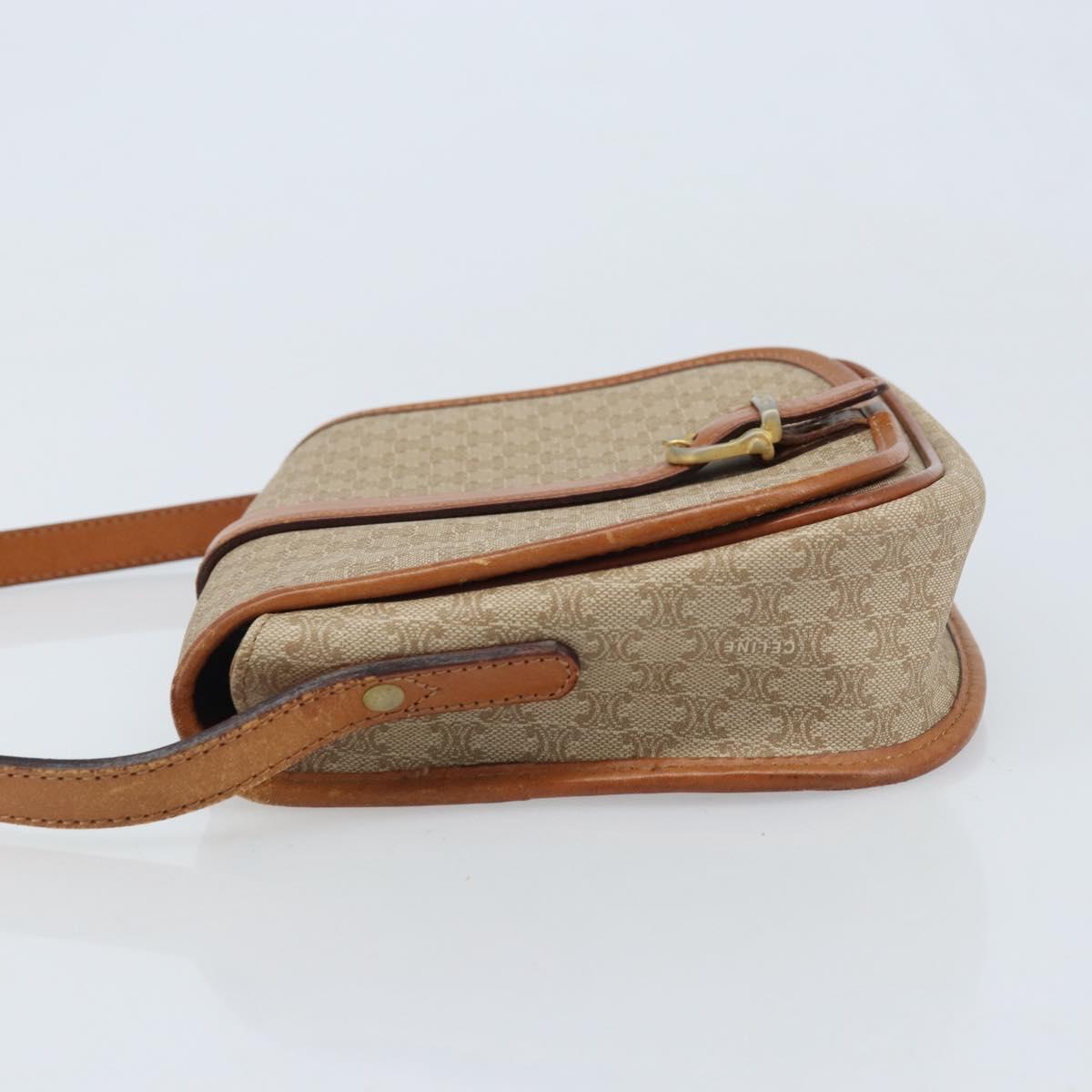CELINE Macadam Canvas Shoulder Bag PVC Beige Gold
