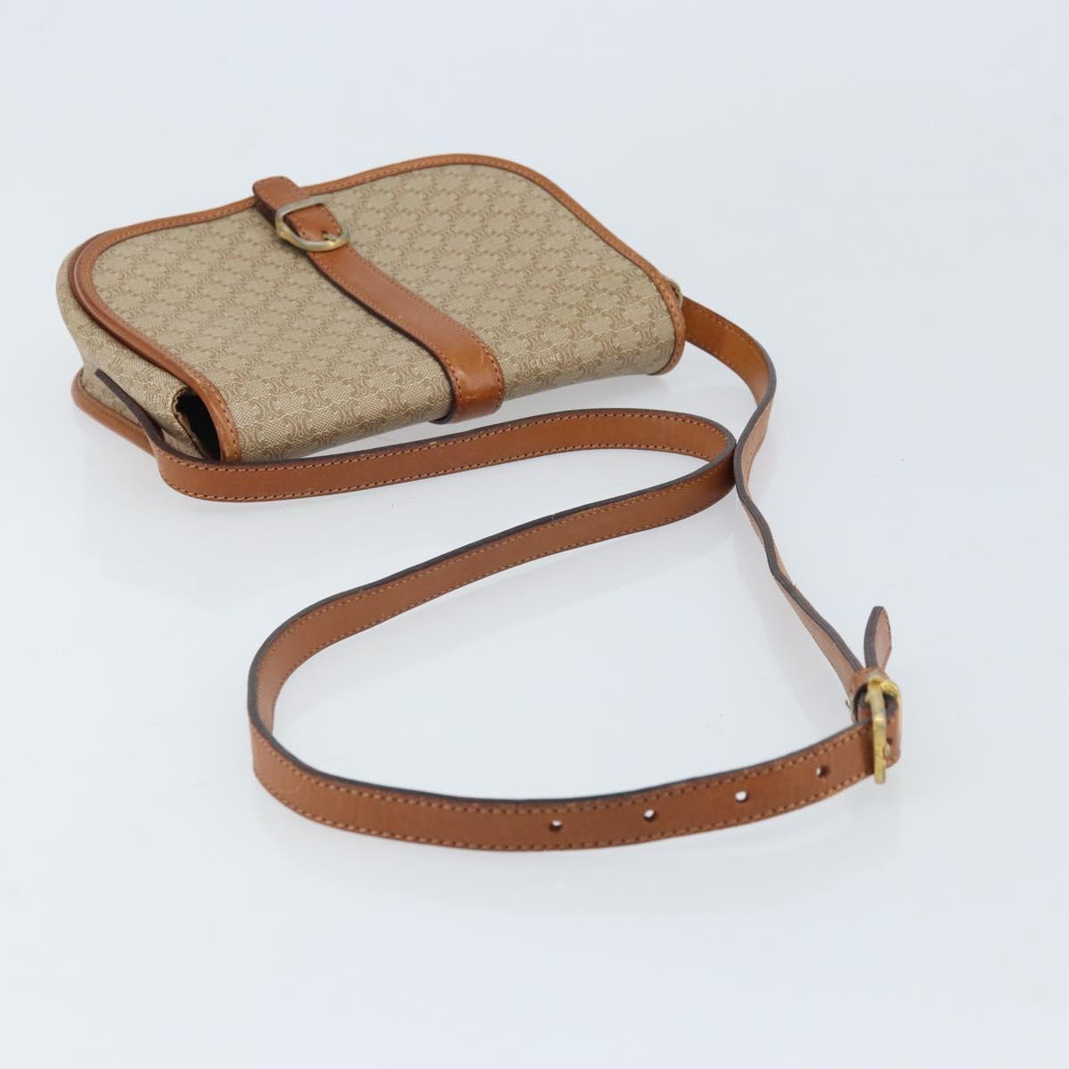CELINE Macadam Canvas Shoulder Bag PVC Beige Gold