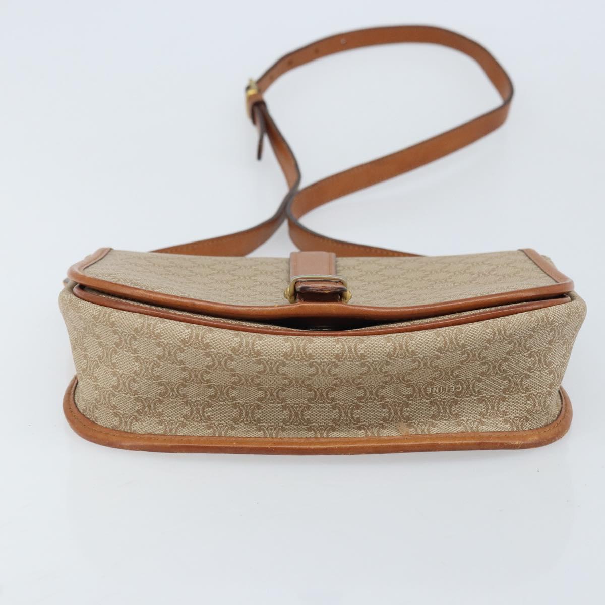 CELINE Macadam Canvas Shoulder Bag PVC Beige Gold