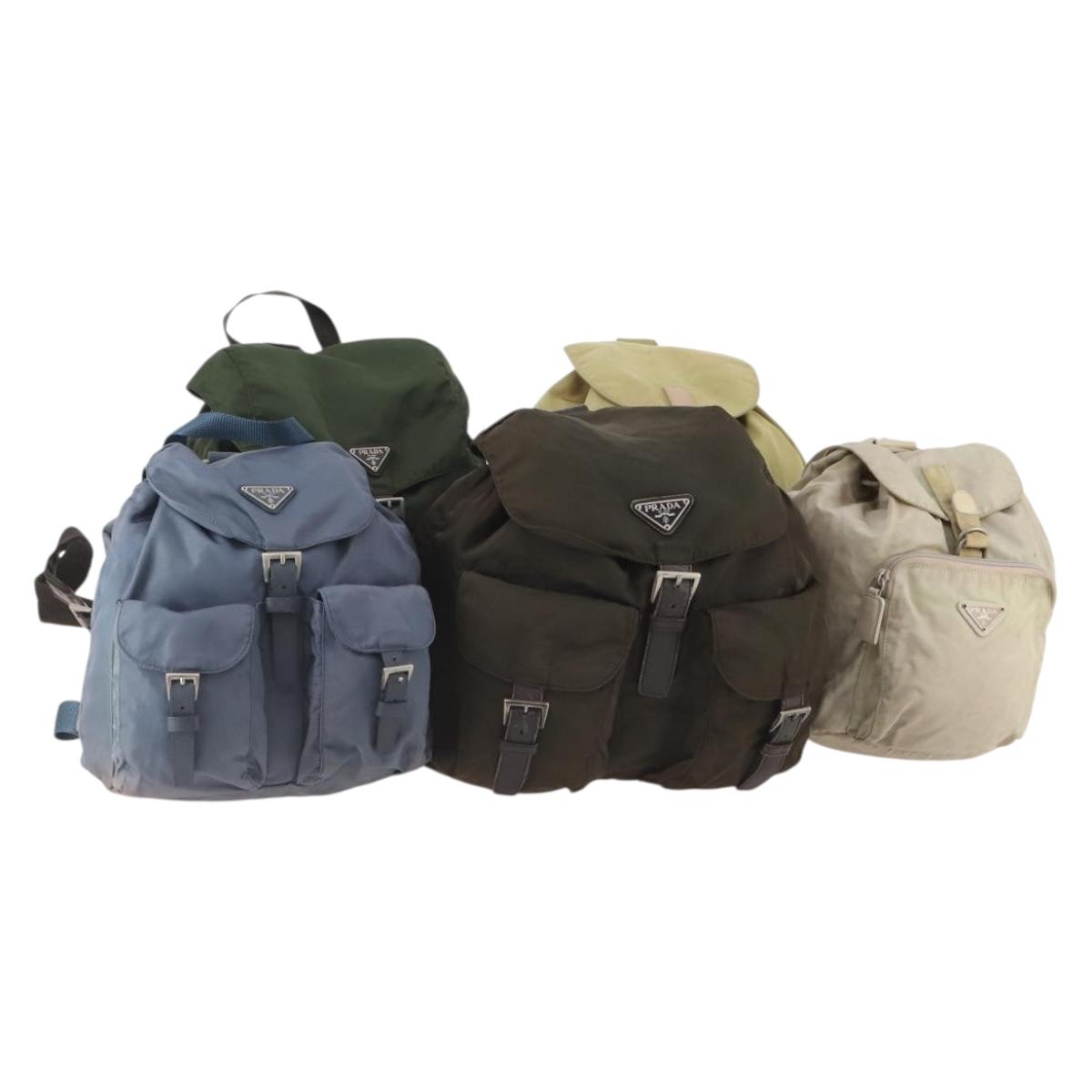 PRADA Backpack Nylon 5 Set Green Beige blue