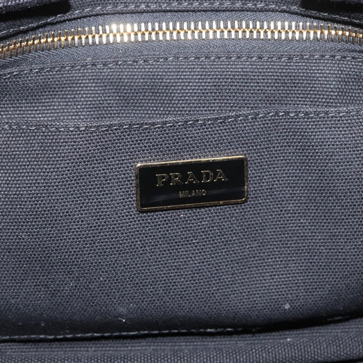 PRADA Canapa PM Hand Bag Canvas Black Gold