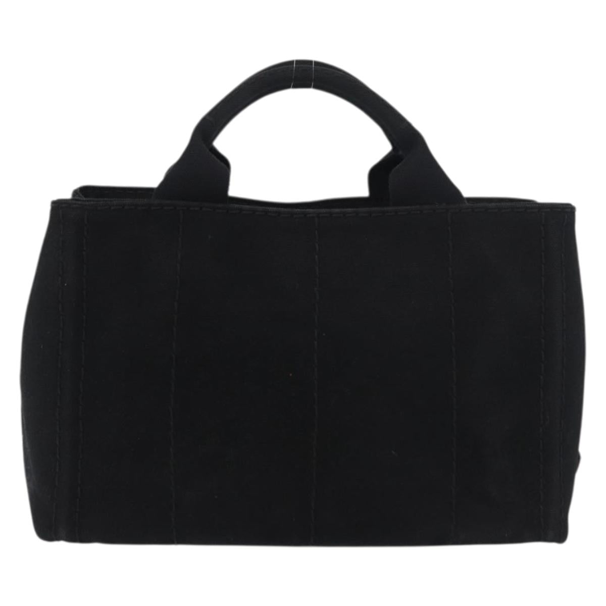 PRADA Canapa PM Hand Bag Canvas Black Gold