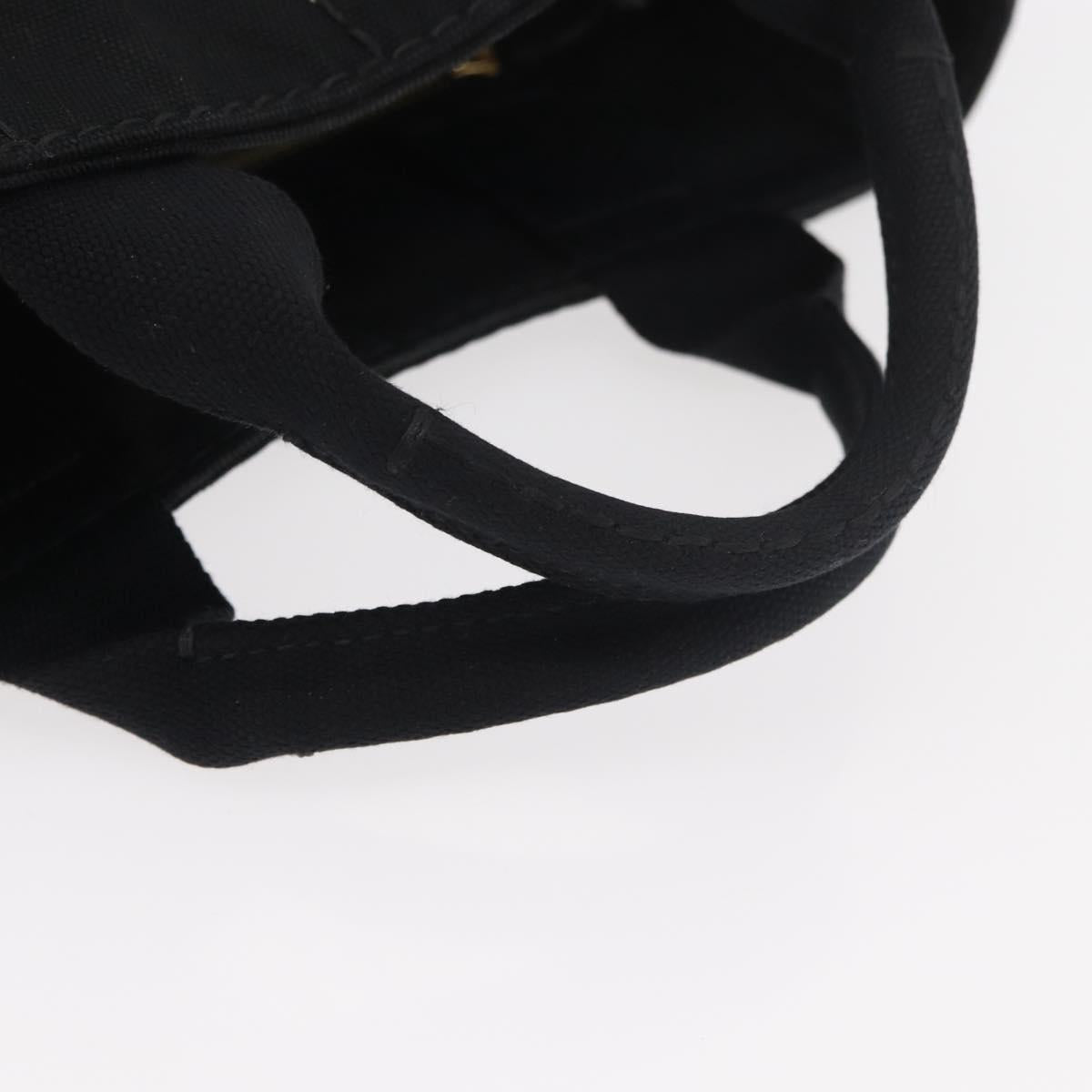 PRADA Canapa PM Hand Bag Canvas Black Gold