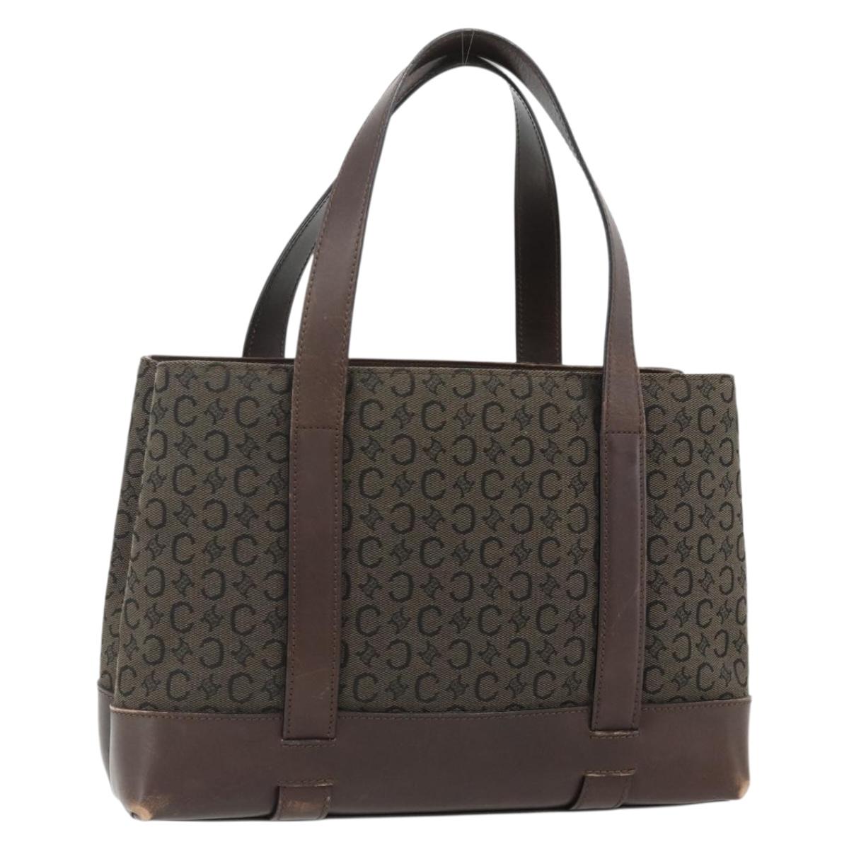 CELINE C Macadam Canvas Hand Bag Brown Gold