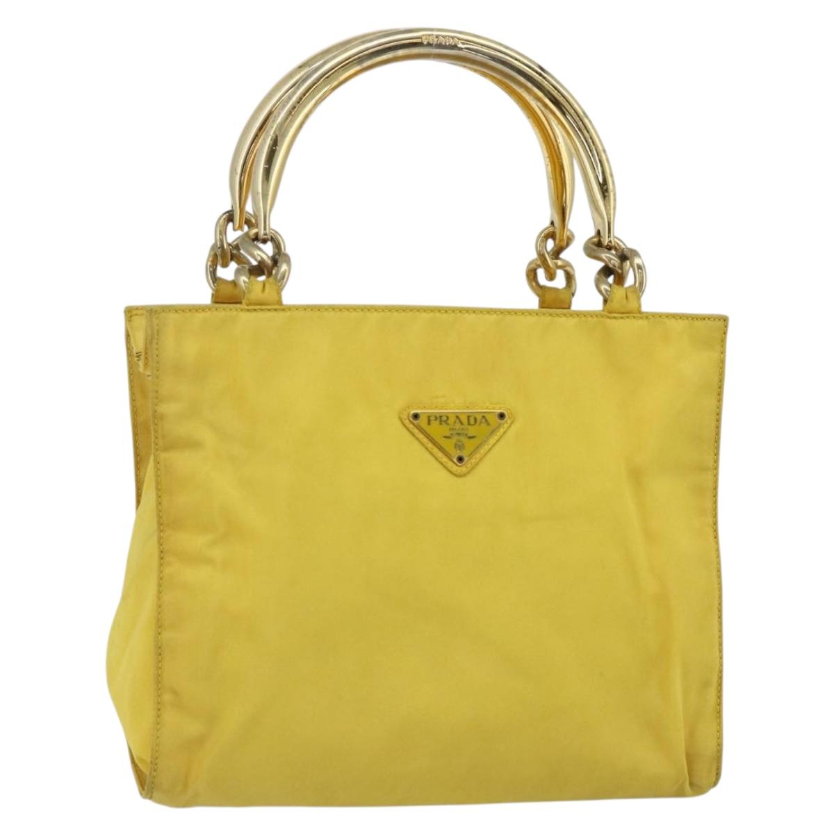 PRADA Hand Bag Nylon Yellow Gold
