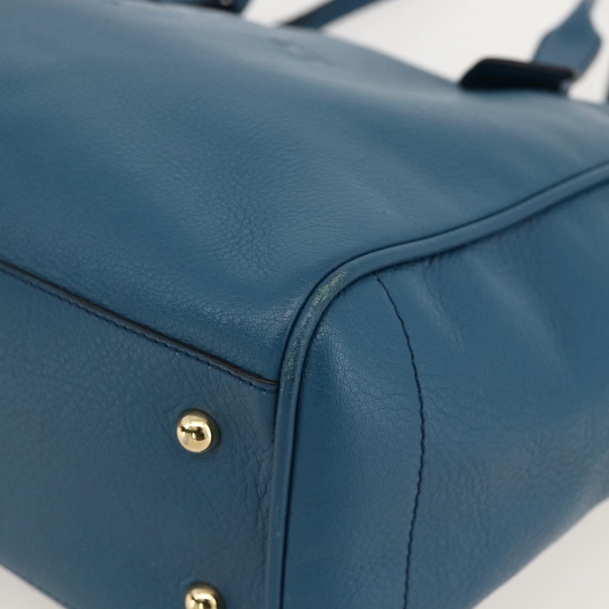 LOEWE Heritage Tote Bag Leather Gold Blue