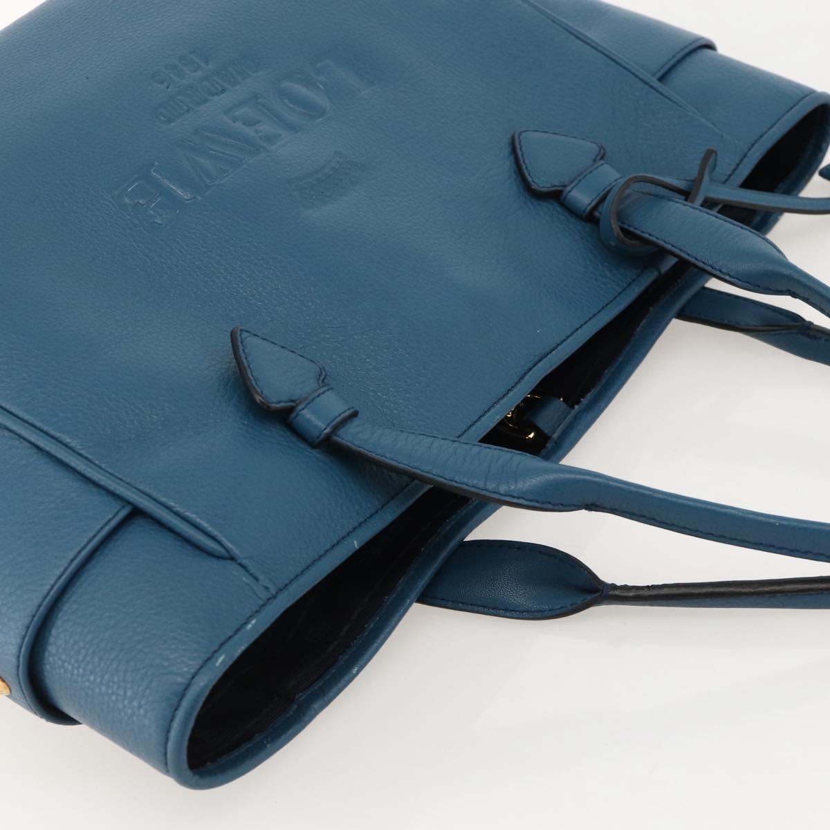 LOEWE Heritage Tote Bag Leather Gold Blue
