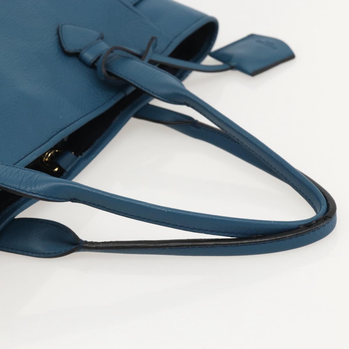 LOEWE Heritage Tote Bag Leather Gold Blue