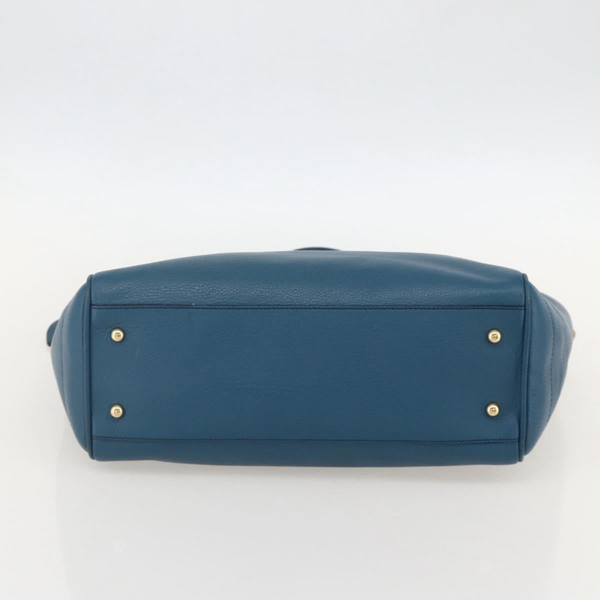 LOEWE Heritage Tote Bag Leather Gold Blue