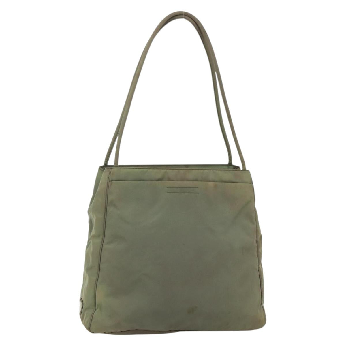PRADA Tote Bag Nylon Khaki Silver
