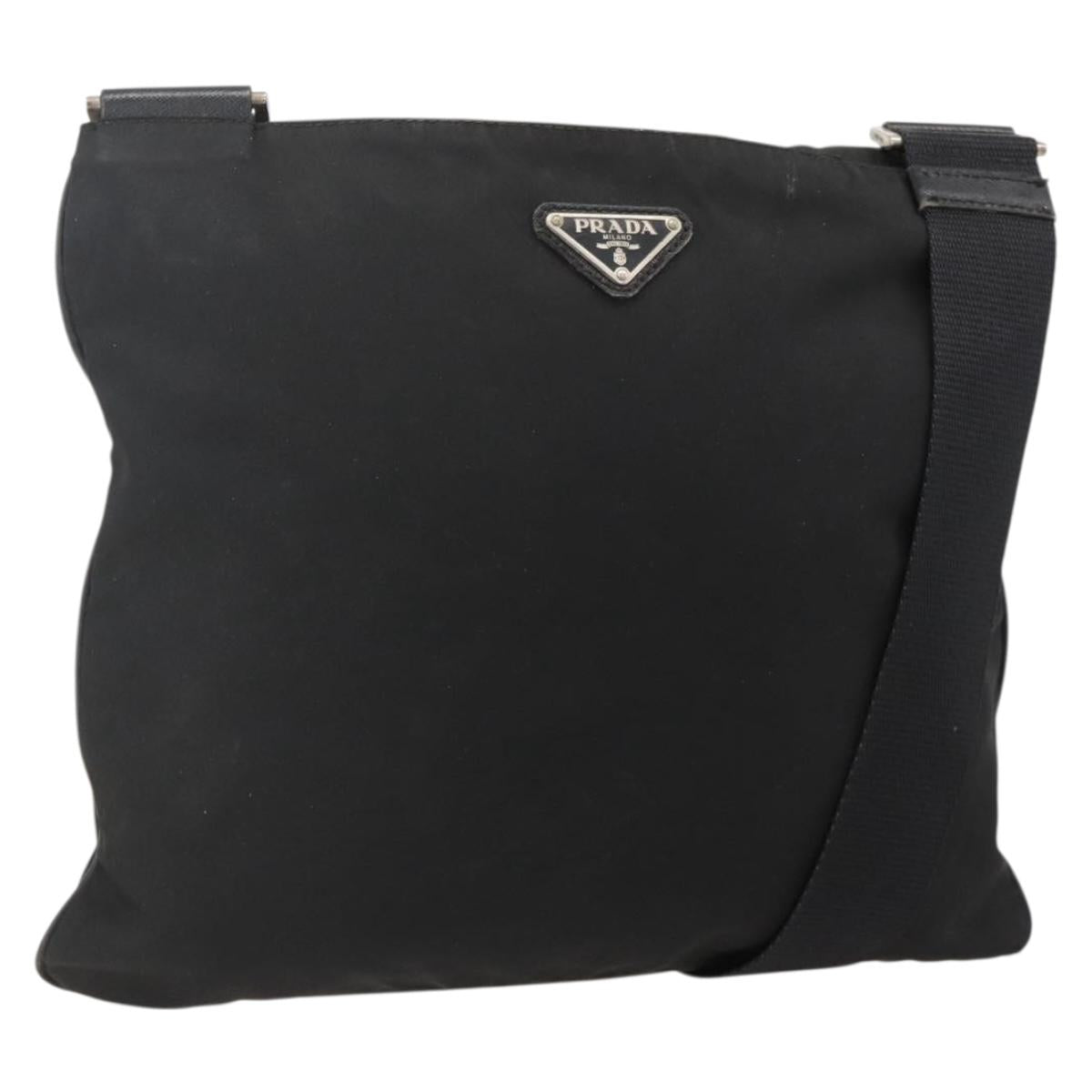 PRADA Shoulder Bag Nylon Black Silver
