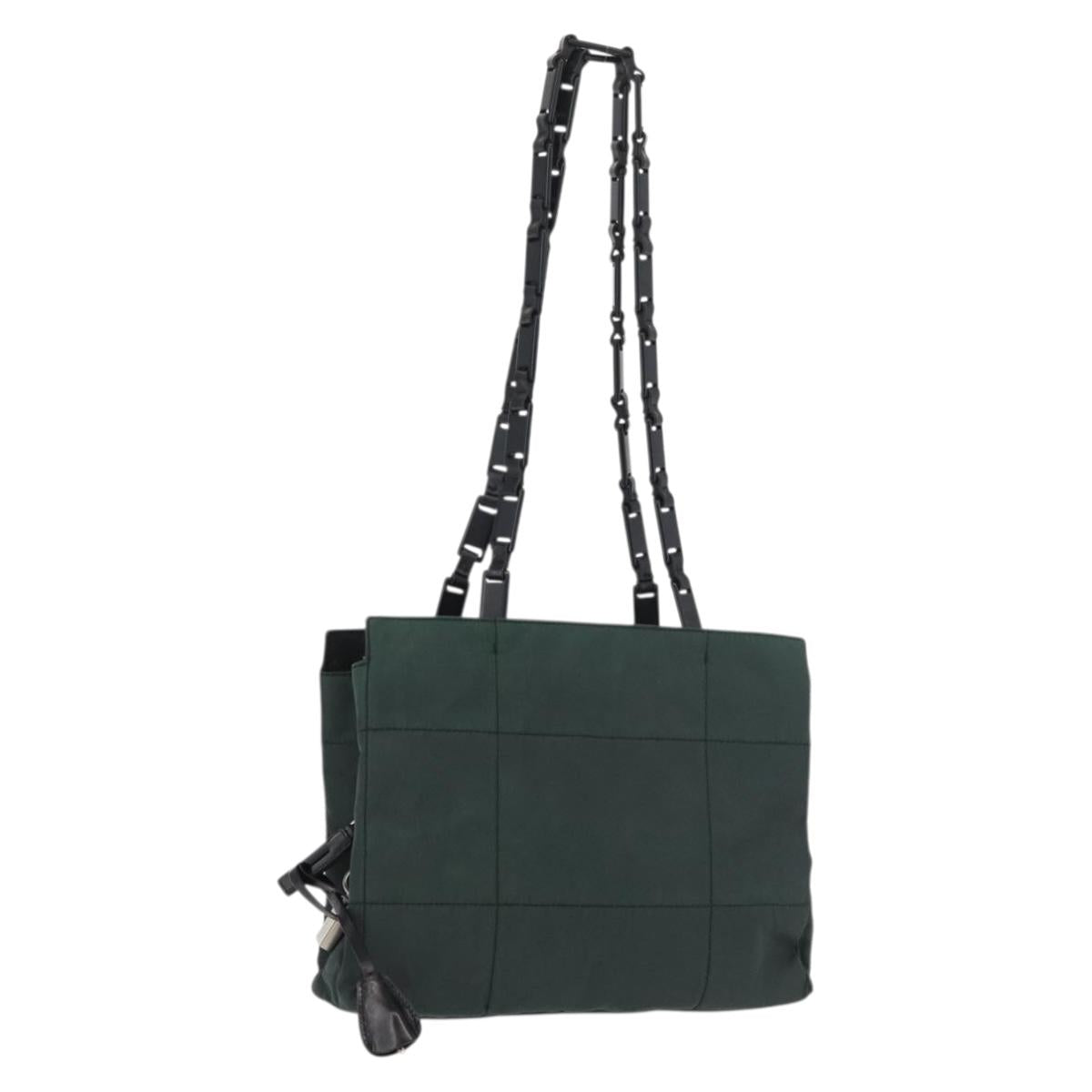 PRADA Tote Bag Nylon Khaki Silver
