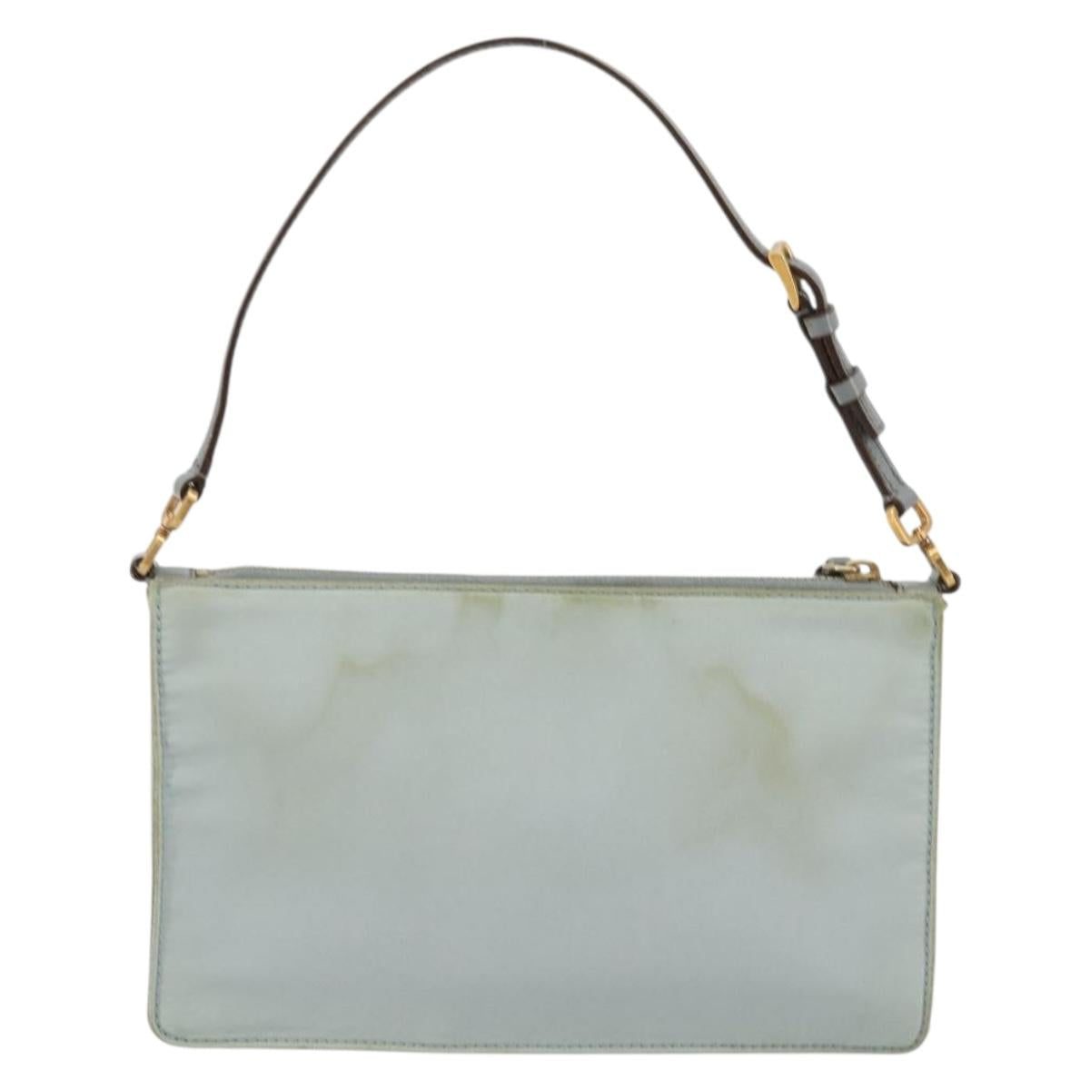 PRADA Accessory Pouch Nylon Light Blue Gold