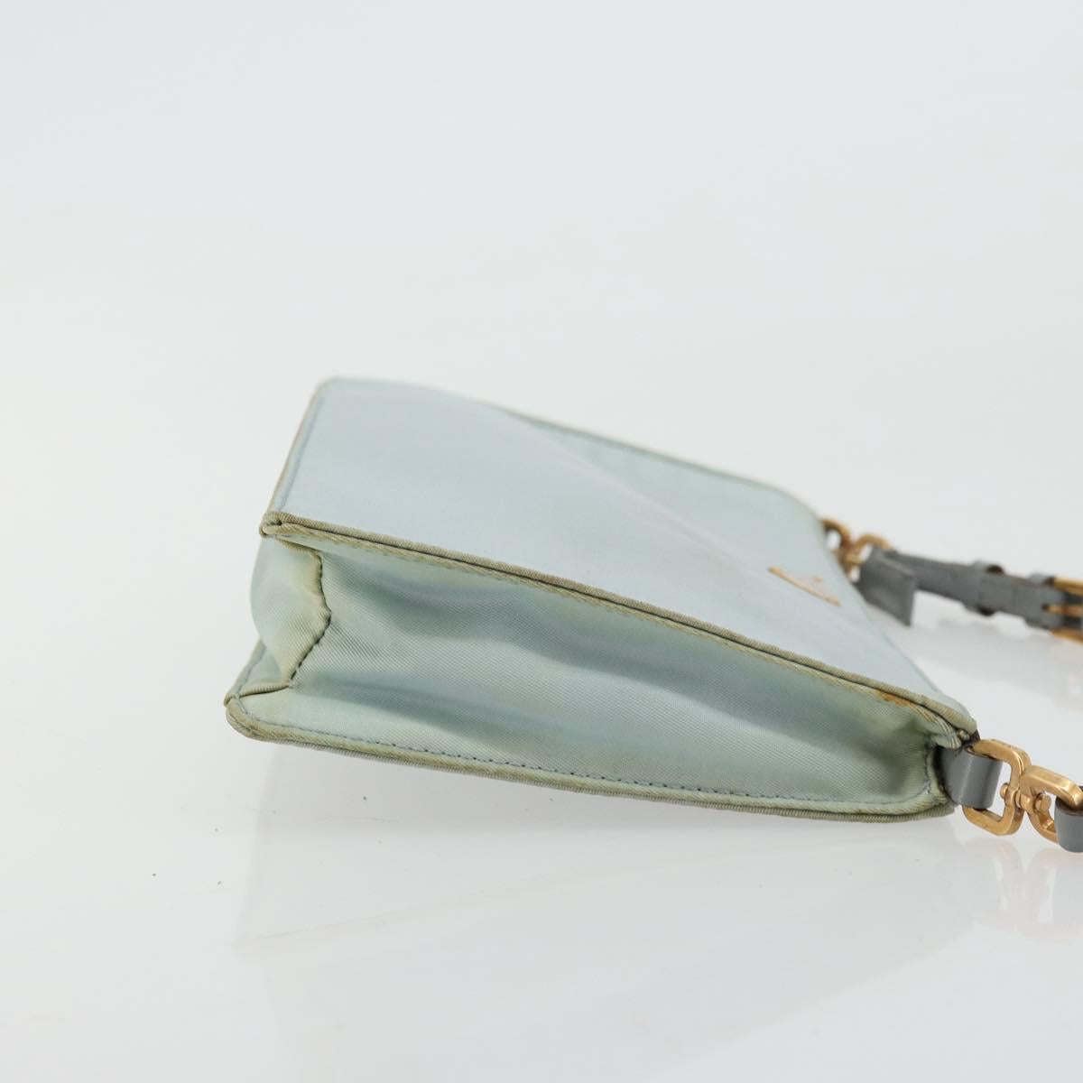 PRADA Accessory Pouch Nylon Light Blue Gold