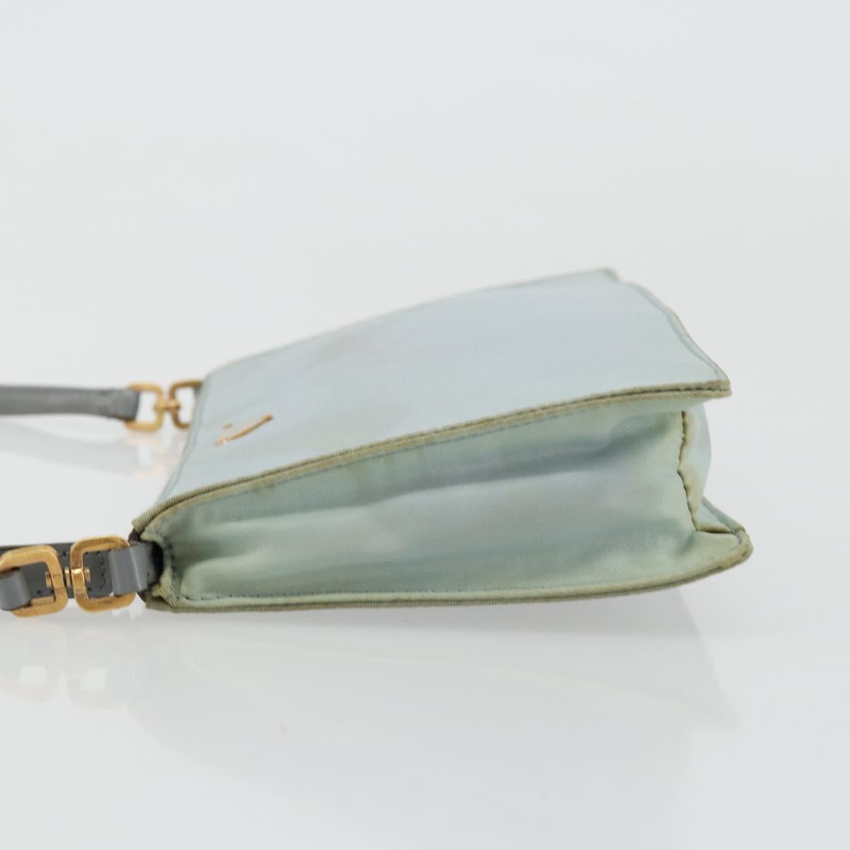 PRADA Accessory Pouch Nylon Light Blue Gold