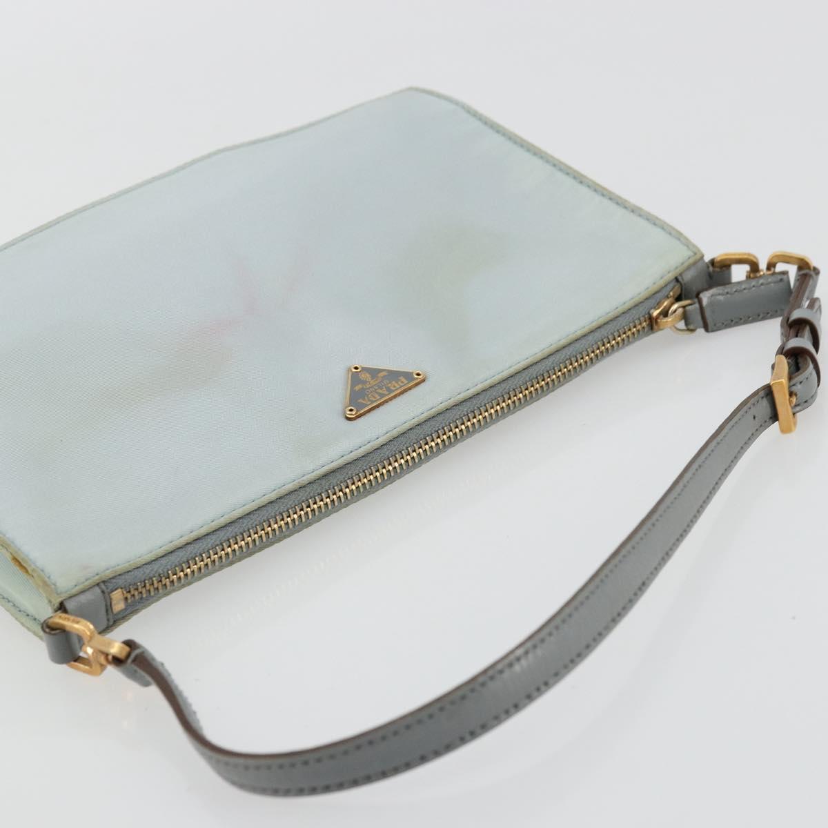 PRADA Accessory Pouch Nylon Light Blue Gold