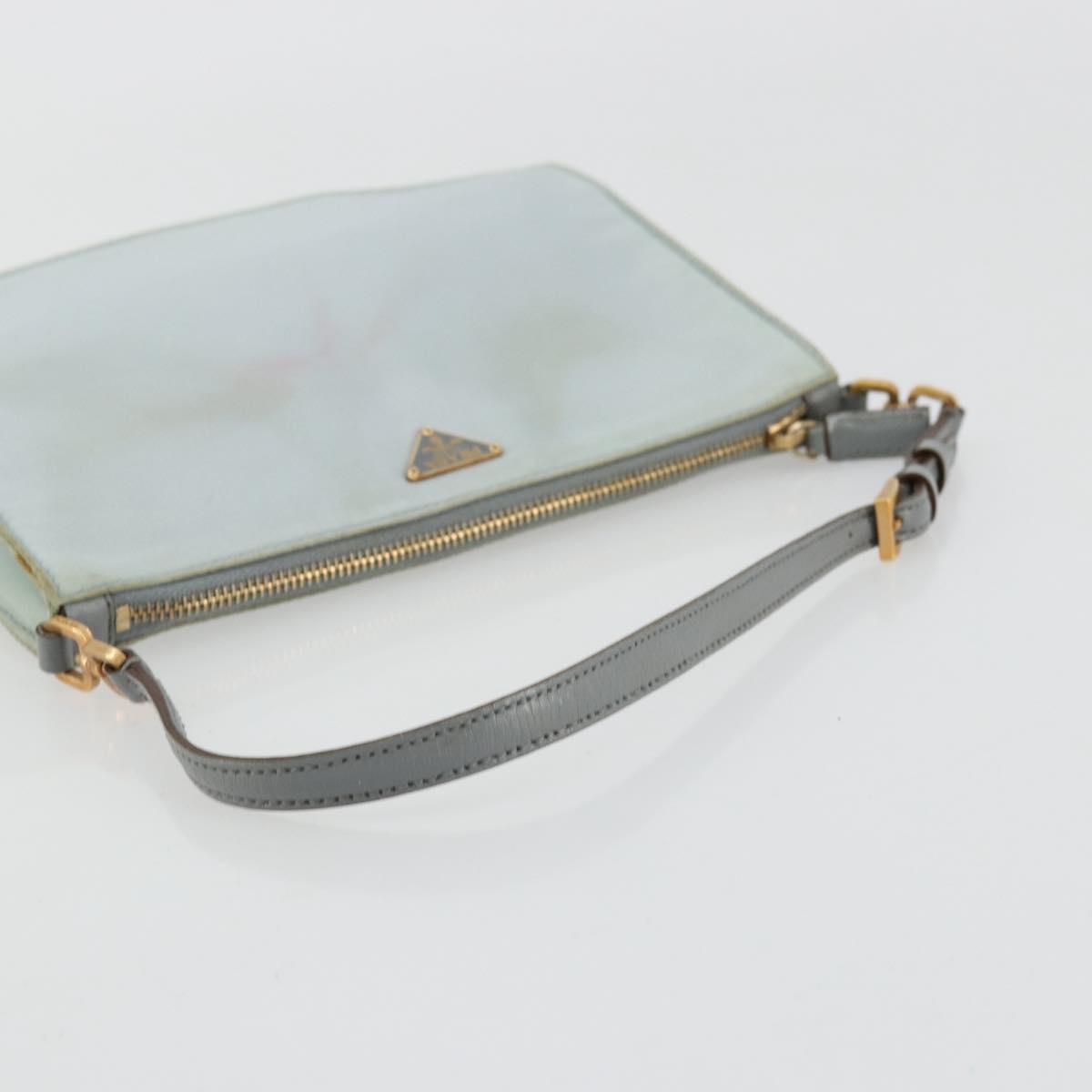PRADA Accessory Pouch Nylon Light Blue Gold