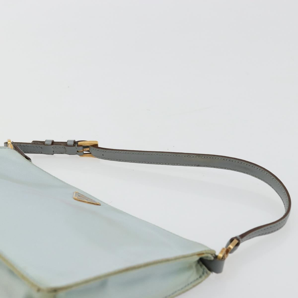PRADA Accessory Pouch Nylon Light Blue Gold